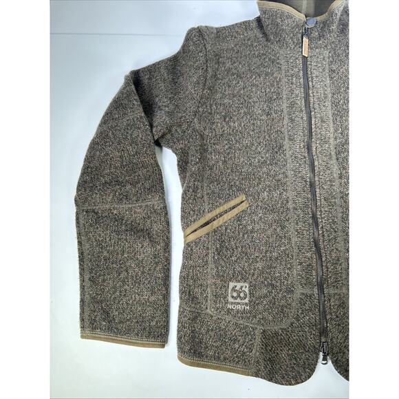66 North Iceland Full Zip Gola Jacket Women’s M Wool Blend Brown Mock Neck - Picture 2 of 9
